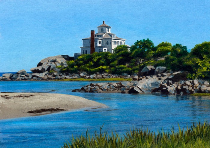 painting of great house at Good Harbor Beach / Bass Rocks