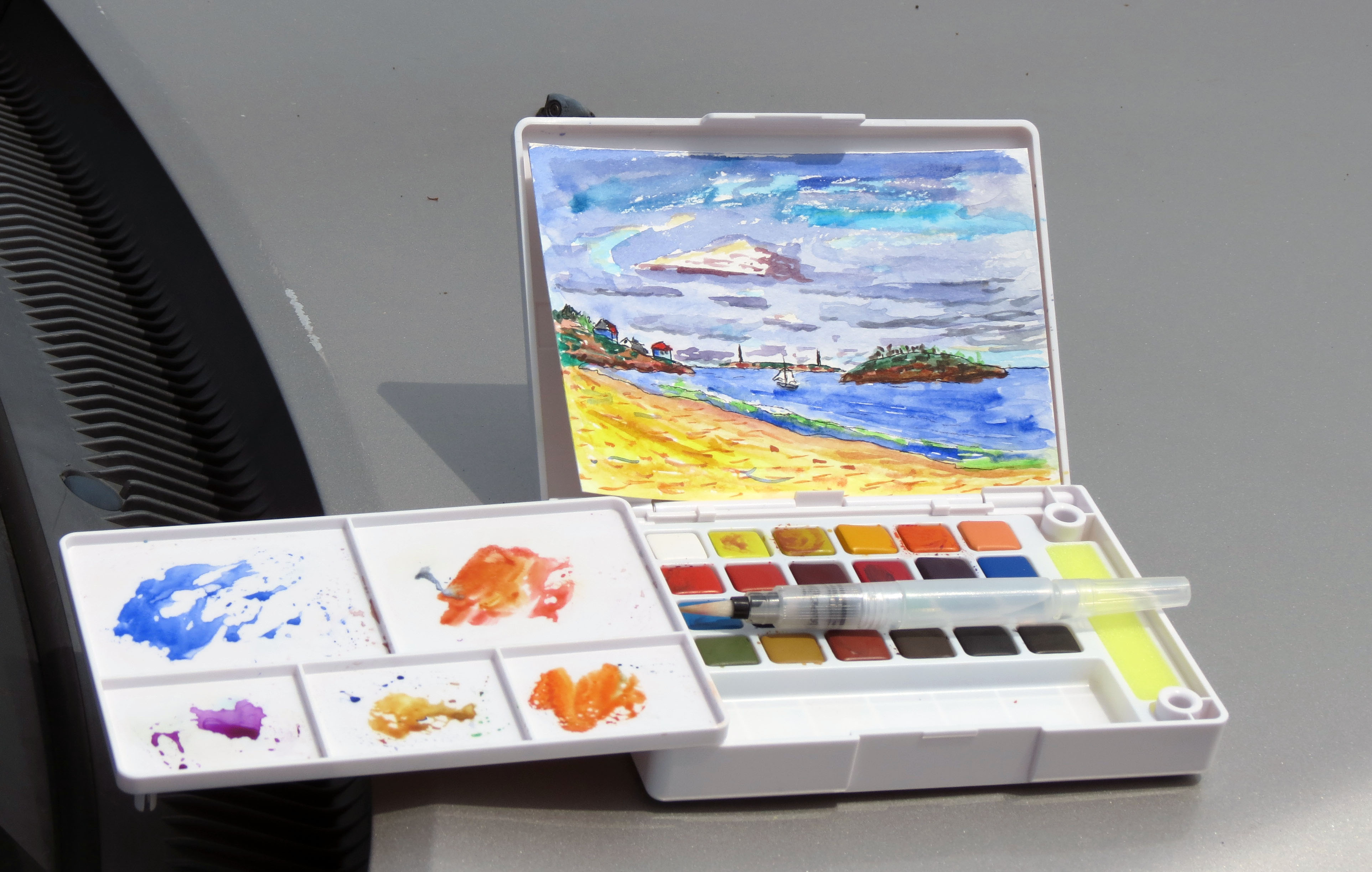 QUICK, EASY AND VERY PORTABLE WATERCOLOR SET UP – Good Morning Gloucester