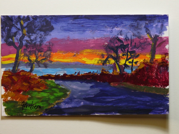 Maybe this painting I did of  "Niles Pond Sunrise" Using one of Sharon Lowes Photos.