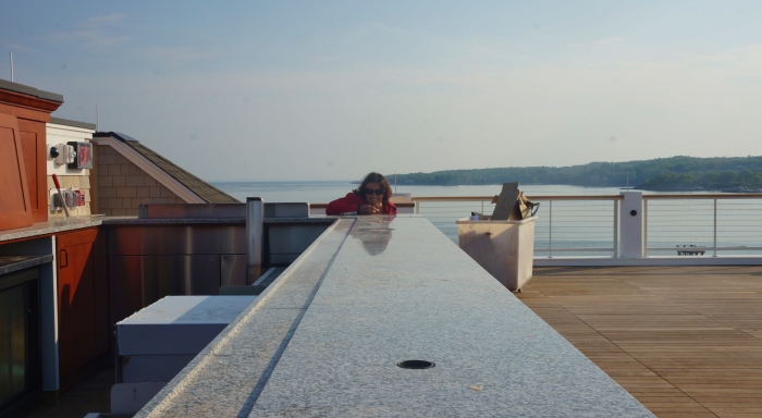 Sheree Zizik on The Roofdeck Of Gloucester MA Beauport Hotel