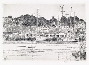 Childe Hassam Inner Harbor Gloucester 1919 etching sold for $3750
