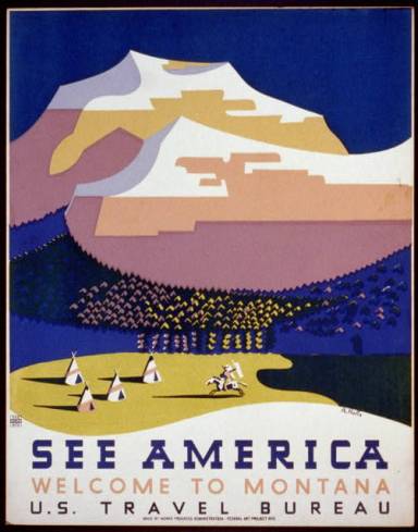 WPA poster See America Welcome to Montana by R Halls about 1938
