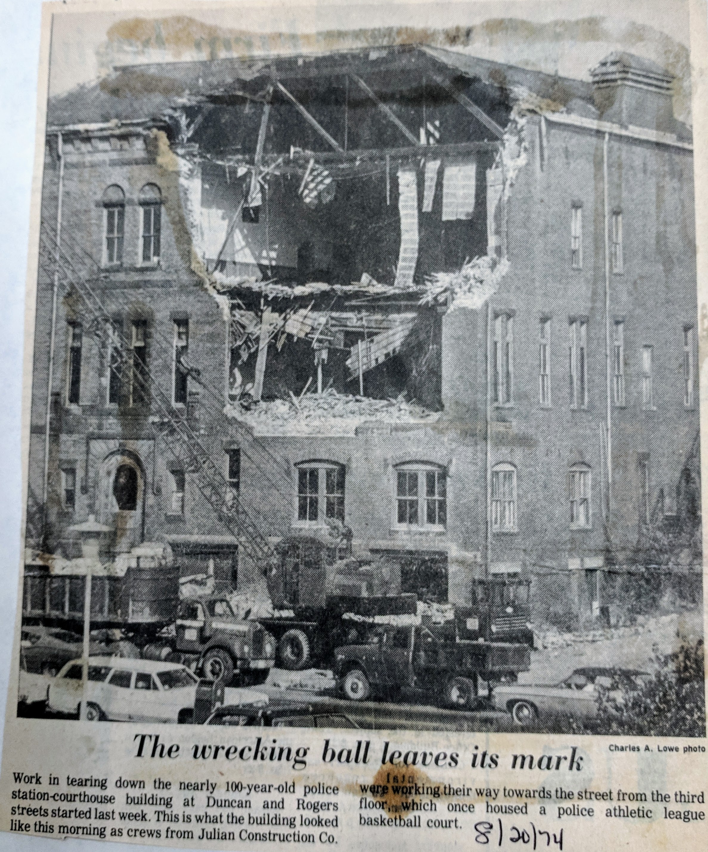August 20 1974 wrecking ball to police station